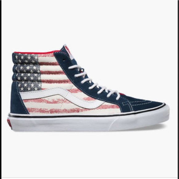 red white and blue vans high top